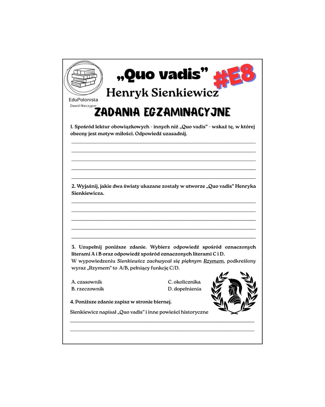„quo vadis” zadania egzaminacyjne „quo vadis” zadania egzaminacyjne