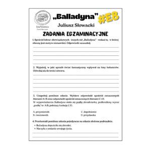 balladyna. zadania egzaminacyjne.