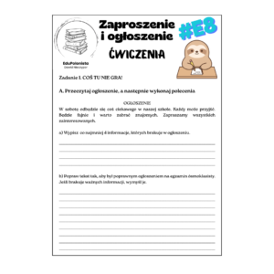 zaproszenie i ogłoszenie ćwiczenia