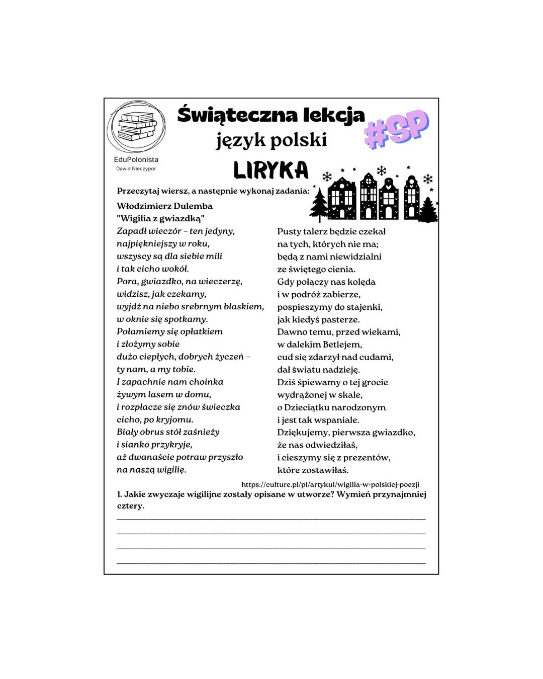Świąteczny wiersz zadania Świąteczny wiersz zadania