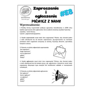 zaproszenie i ogłoszenie. poćwicz z nami!