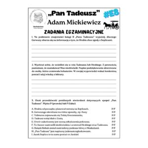 pan tadeusz. zadania egzaminacyjne.